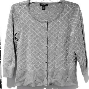 WHBM NWOT Gray Silver Cardigan. XL